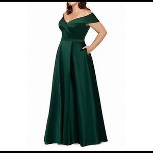 Xscape Green Formal Off The Shoulder Dress